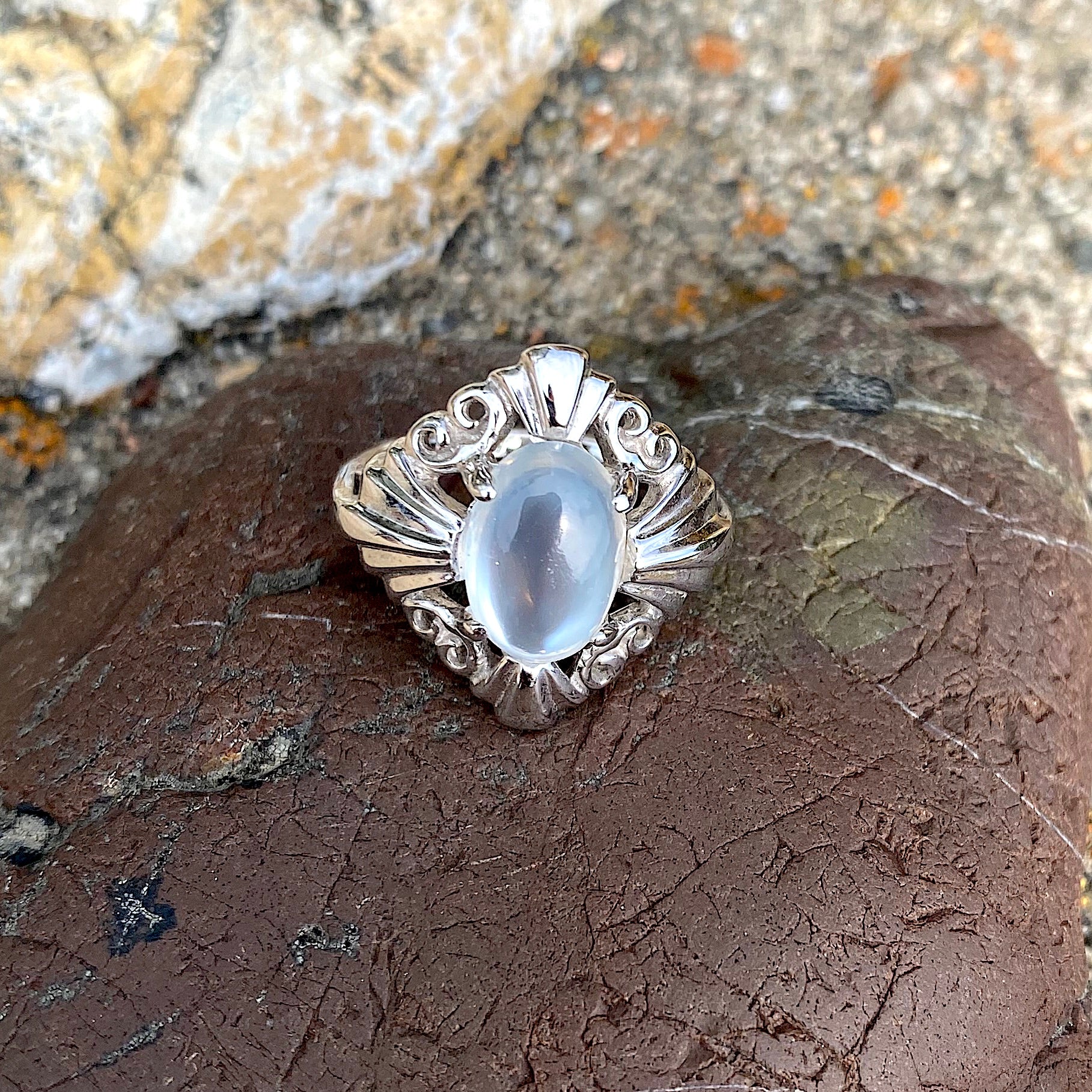Sterling Silver Rainbow Moonstone Ring | Made In Earth US
