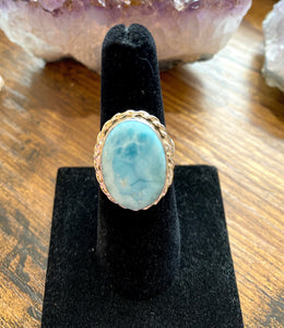 Twisted Halo Larimar & Sterling Silver Ring