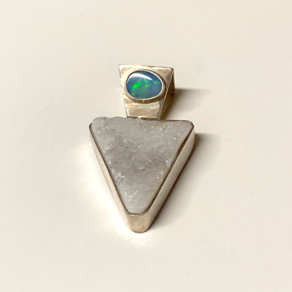 Opal & Druzy Stone Sterling Silver Pendant