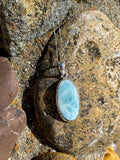 Oval Larimar & Sterling Silver Necklace